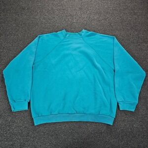 Vintage Tultex Maximum Sweatshirt Mens XL Teal Crewneck Made in USA Blank
